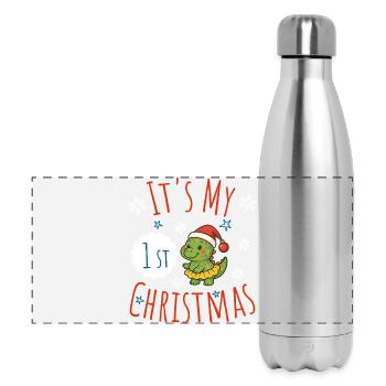Mein 1. Weihnachten Dino - Panorama Isolierflasche 500 ml - Lightsilver - Vorne