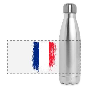 Brushstroke French Flag - Panoramic Thermal Bottle 500 ml - silver - Front