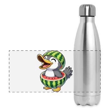 Süße Cartoon Ente Pinguin Vogel Melone Sommer Freu - Panorama Isolierflasche 500 ml - Lightsilver - Vorne