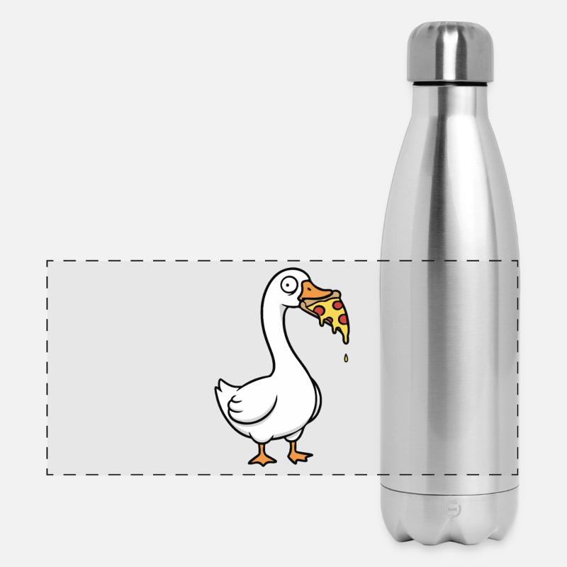 Stupid goose steals pizza - Panoramic Thermal Bottle 500 ml - silver
