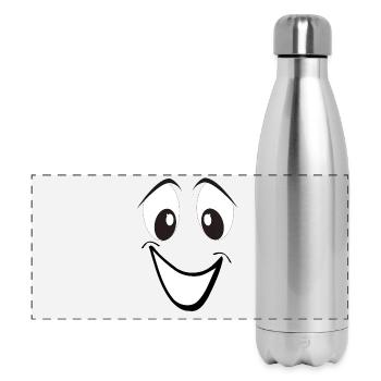 Lächelndes Cartoon-Gesicht - Panorama Isolierflasche 500 ml - Lightsilver - Vorne