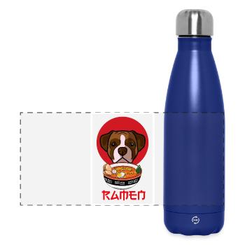 Lustige Boxer-Dog-Ramen-Nudeln, japanische Kunst - Panorama Isolierflasche 500 ml - Dunkelblau  - Vorne
