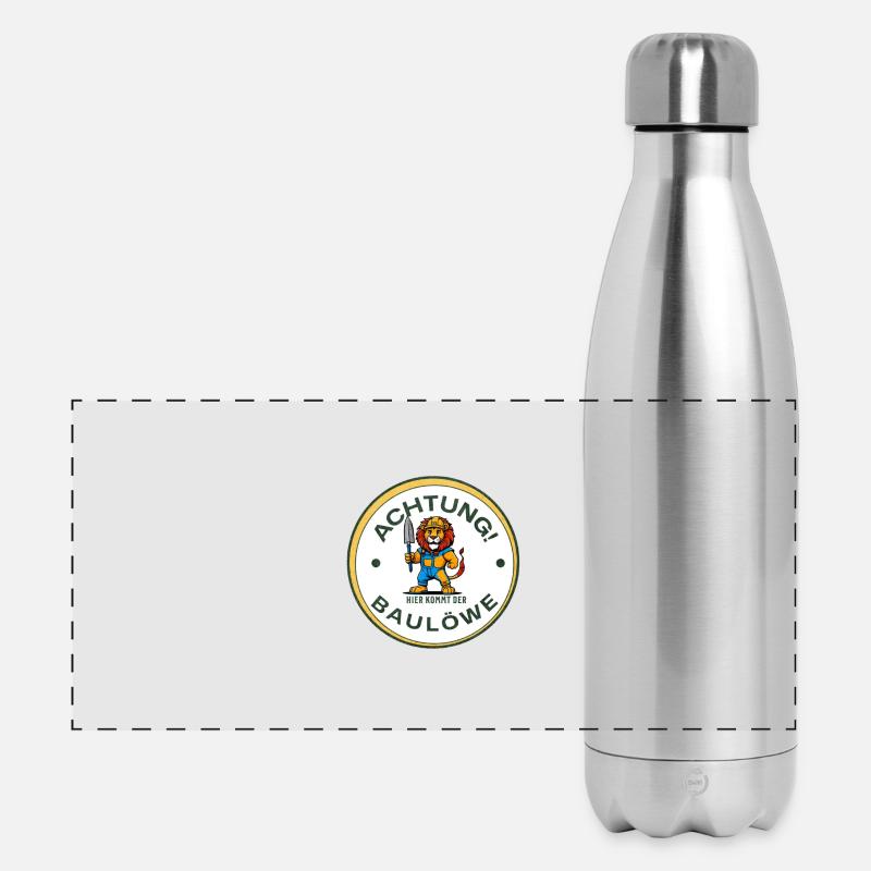 Watch out, here comes the construction tycoon! On the construction site - Panoramic Thermal Bottle 500 ml - silver