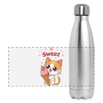 Chaton Glacé Sucré Kawaii - Gourde isotherme panoramique 500 ml - argent clair - Devant