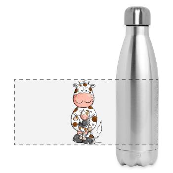 Vache avec peluche I COWjeu de mots voyou - Gourde isotherme panoramique 500 ml - argent clair - Devant