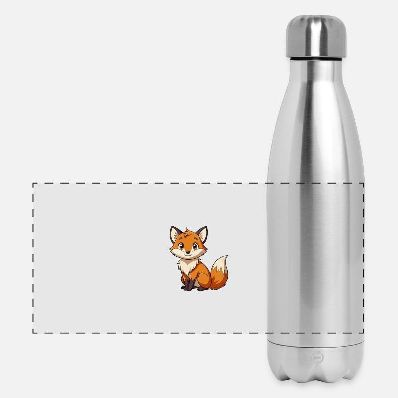 Cuddly Fox Cartoon Print - Panoramic Thermal Bottle 500 ml - silver