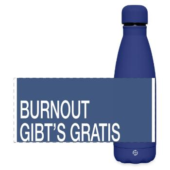 Burnout gibt’s gratis, Überstunden kosten extra - Matte Panorama Isolierflasche 500 ml - Dunkelblau  - Vorne