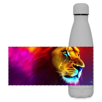 Lion Head - Matte Panoramic Thermal Bottle 500 ml - grey - Front