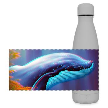 Wal im Wald Surrealismus - Matte Panorama Isolierflasche 500 ml - Grau - Vorne