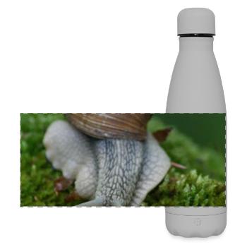 Snail on moss – close-up - Matte Panoramic Thermal Bottle 500 ml - grey - Front