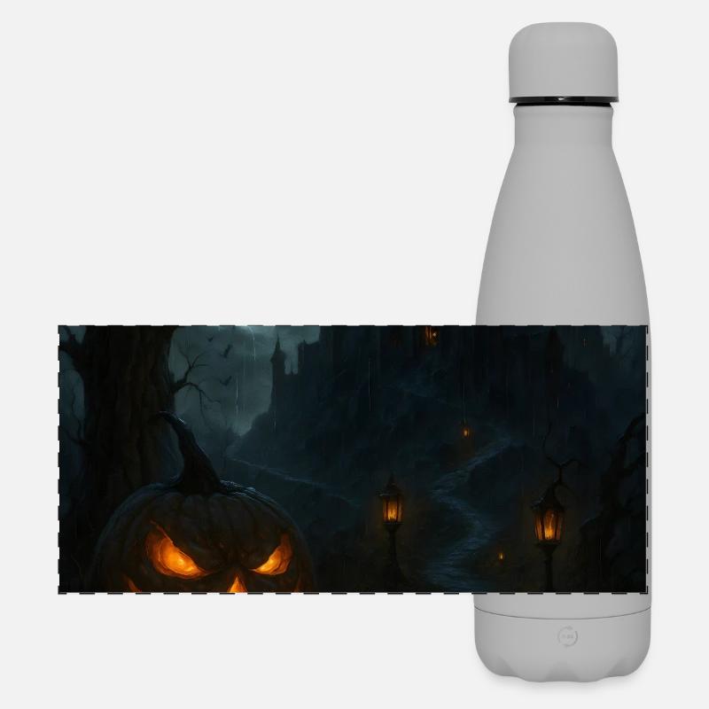 Halloween Pumpkin Spooky - Matte Panoramic Thermal Bottle 500 ml - grey