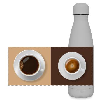 Filterkaffee vs Espresso Poster Vergleich - Matte Panorama Isolierflasche 500 ml - Grau - Vorne