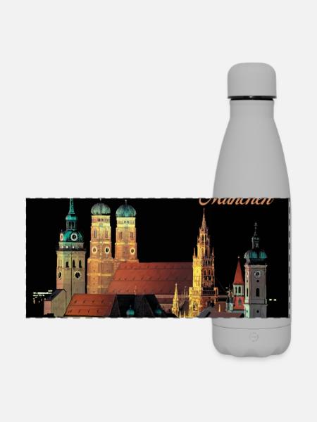München - Matte Panorama Isolierflasche 500 ml - Grau