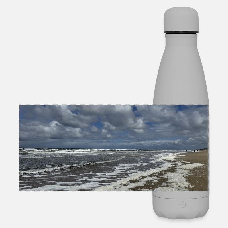 Coastal Magic: Waves and Clouds Holland - Matte Panoramic Thermal Bottle 500 ml - grey