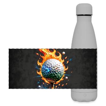Shiny white golf ball - Matte Panoramic Thermal Bottle 500 ml - grey - Front