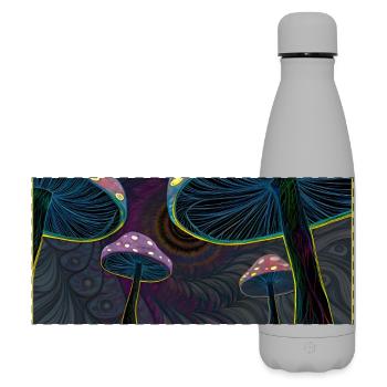 Psychedelic Mushroom Forest Scene - Matte Panoramic Thermal Bottle 500 ml - grey - Front