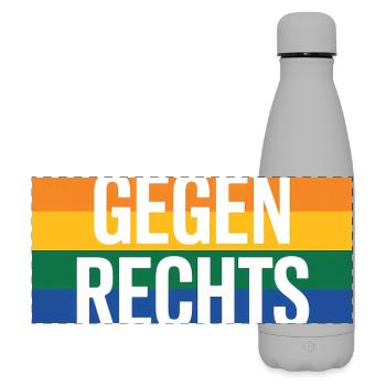 Gegen Rechts - Antifa Regenbogen Tee - Matte Panorama Isolierflasche 500 ml - Grau - Vorne
