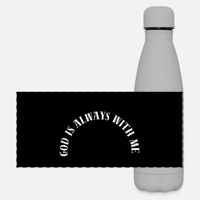 Gott, immer bei mir, verbeug dich - Matte Panorama Isolierflasche 500 ml - Grau