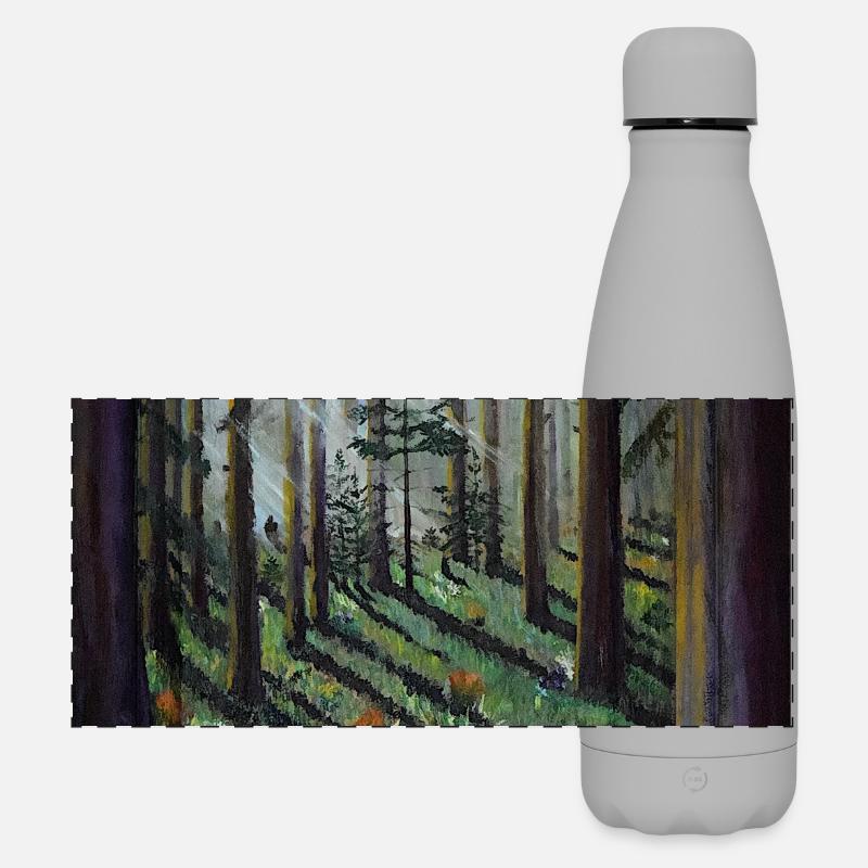 Verzauberter Wald Sonnenstrahlen Illustration - Matte Panorama Isolierflasche 500 ml - Grau