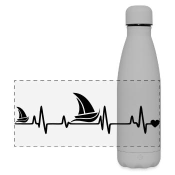 Segelboot  herz - Matte Panorama Isolierflasche 500 ml - Grau - Vorne
