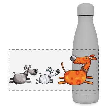 Drei Hundetiere - Hund - Hunde - Dog - Comic - Matte Panorama Isolierflasche 500 ml - Grau - Vorne