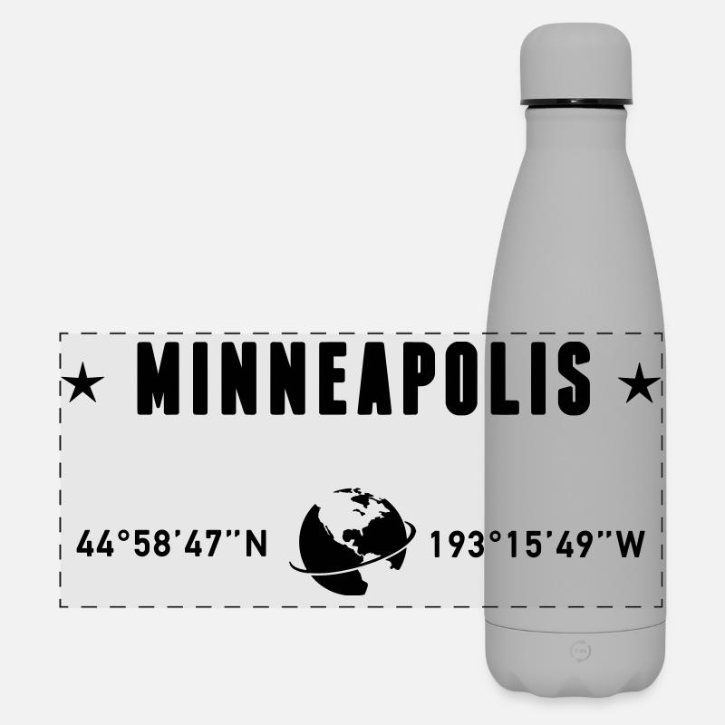 Minneapolis Minnesota Coordinates Planet Earth - Matte Panoramic Thermal Bottle 500 ml - grey