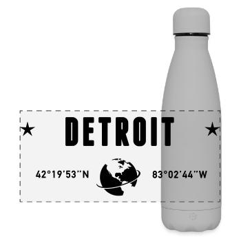 Detroit Michigan Coordinates Planet Earth - Matte Panoramic Thermal Bottle 500 ml - grey - Front