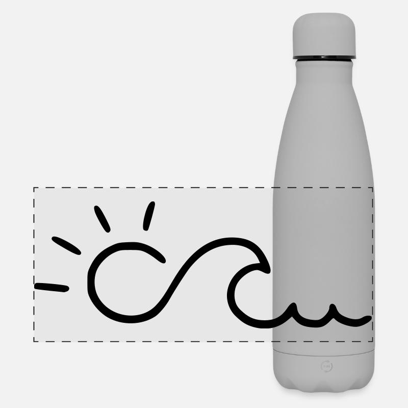 Wave with sun - Matte Panoramic Thermal Bottle 500 ml - grey