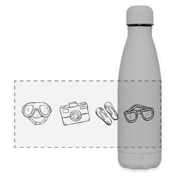 Essentials für den Strandurlaub - Matte Panorama Isolierflasche 500 ml - Grau - Vorne