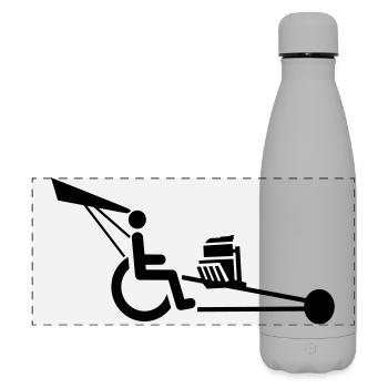 Image d’un fauteuil roulant avec moteur V8 # - Gourde isotherme panoramique mate 500 ml - gris - Devant