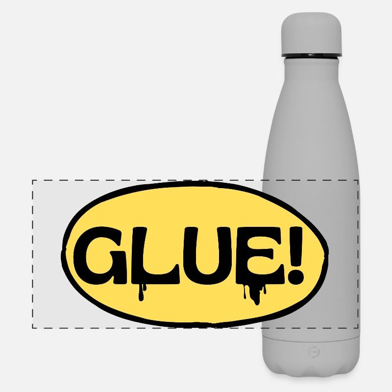 Glue! Yellow adhesive logo - Matte Panoramic Thermal Bottle 500 ml - grey
