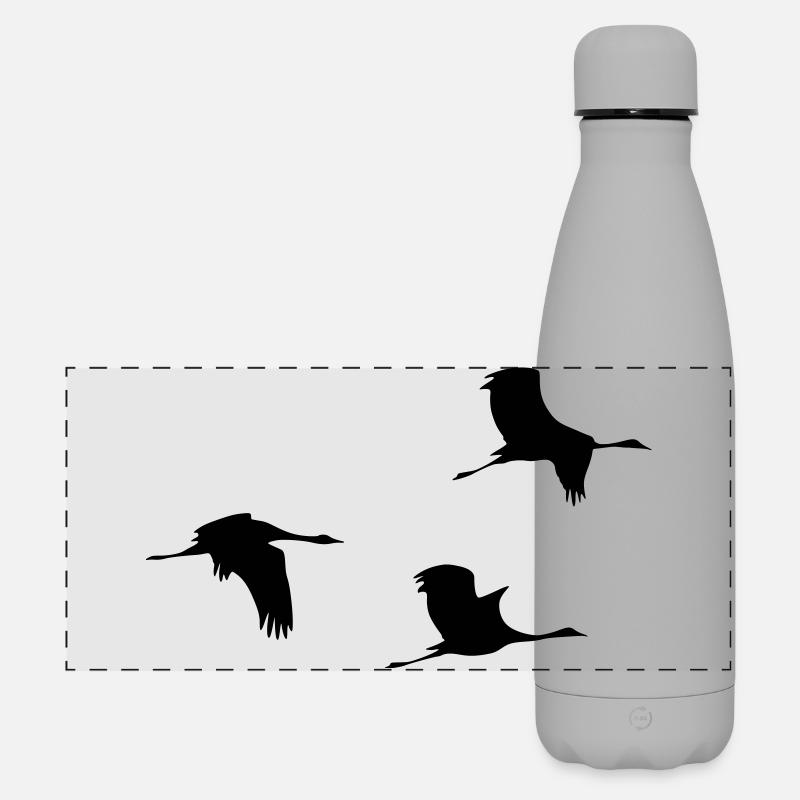 Flying Cranes Vector - Matte Panoramic Thermal Bottle 500 ml - grey