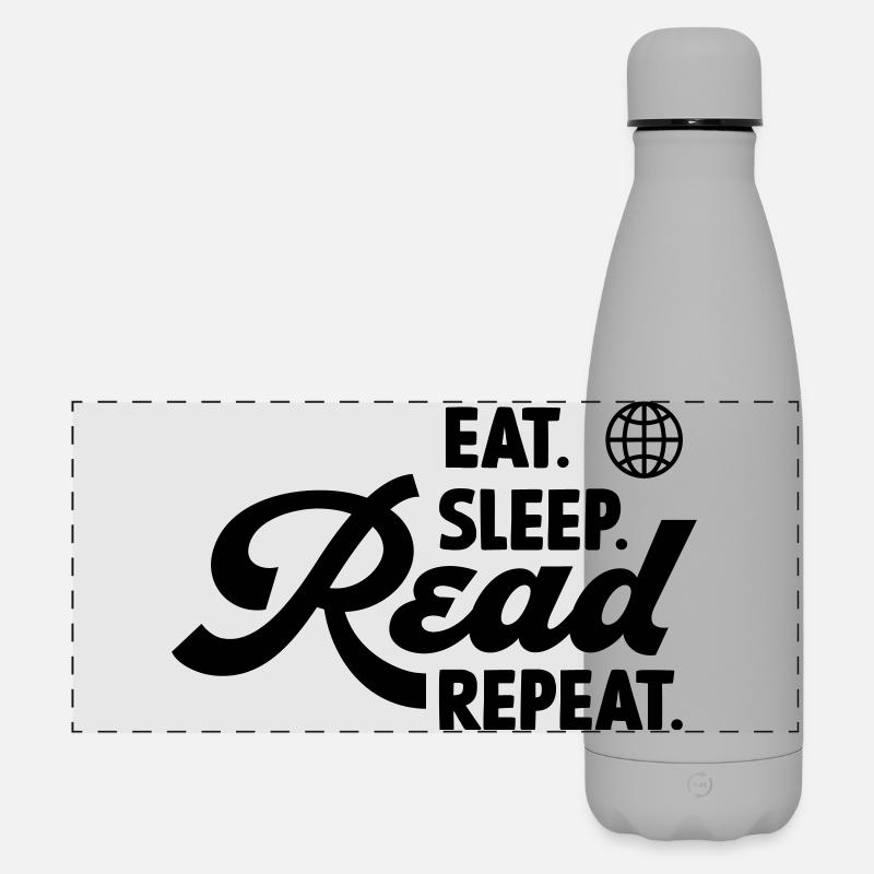 Eat Sleep Read Repeat - Matte Panoramic Thermal Bottle 500 ml - grey
