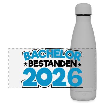 Bachelor 2026 Abschluss Promotion Sponsion - Matte Panorama Isolierflasche 500 ml - Grau - Vorne