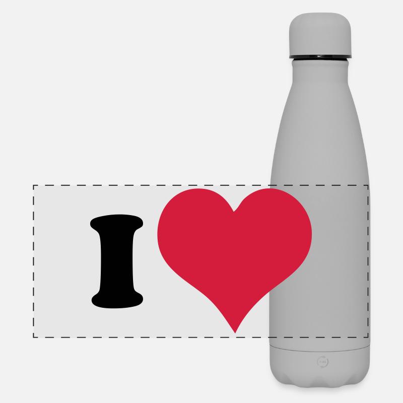 Ich Liebe - Ich Herz - Matte Panorama Isolierflasche 500 ml - Grau