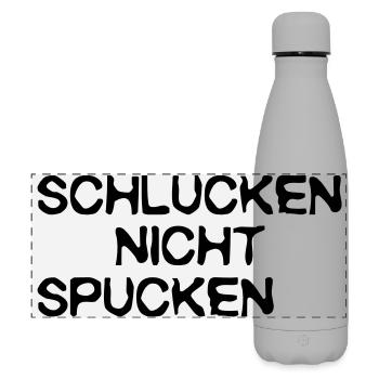 swallow do not spit, - Matte Panoramic Thermal Bottle 500 ml - grey - Front