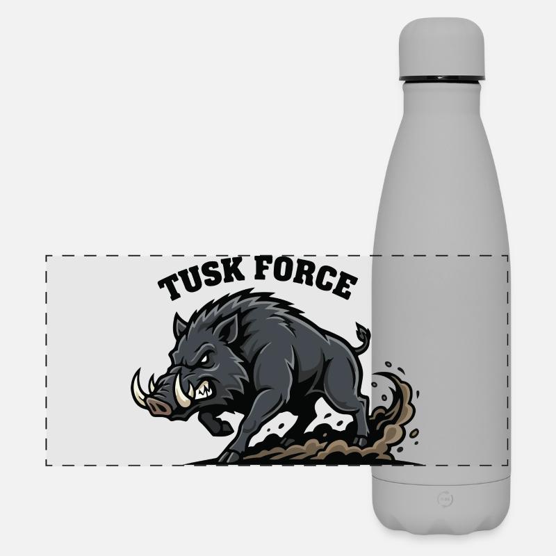Tusk Force Wild Boar Charge - Matte Panoramic Thermal Bottle 500 ml - grey