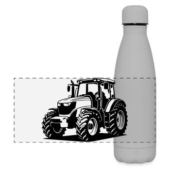 Traktor / Trecker / Schlepper - Matte Panorama Isolierflasche 500 ml - Grau - Vorne