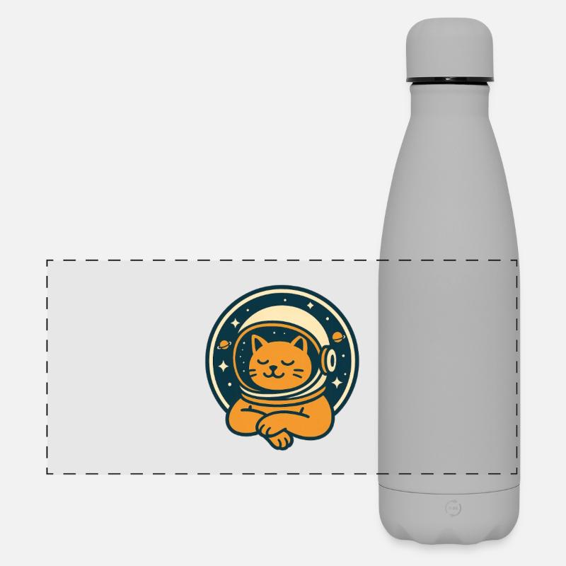 Space cat with astronaut helmet - Matte Panoramic Thermal Bottle 500 ml - grey