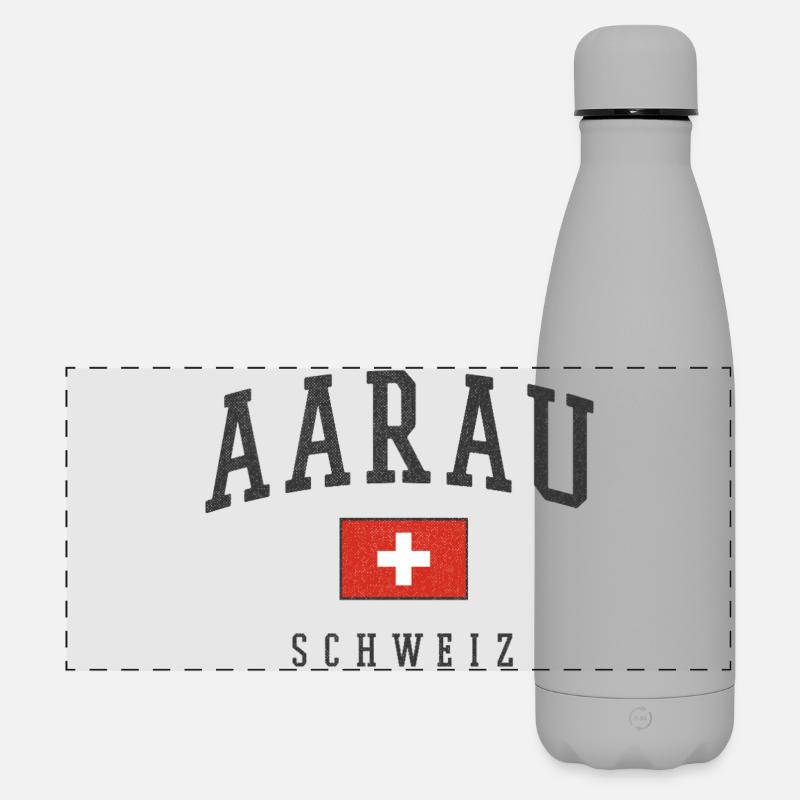 Aarau Switzerland Emblem Vintage - Matte Panoramic Thermal Bottle 500 ml - grey
