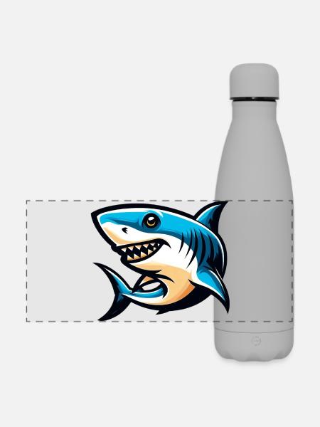 Weißer Hai - Matte Panorama Isolierflasche 500 ml - Grau