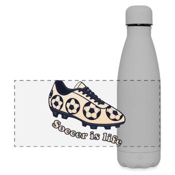 Soccer – Soccer is Life Design - Matte Panoramic Thermal Bottle 500 ml - grey - Front