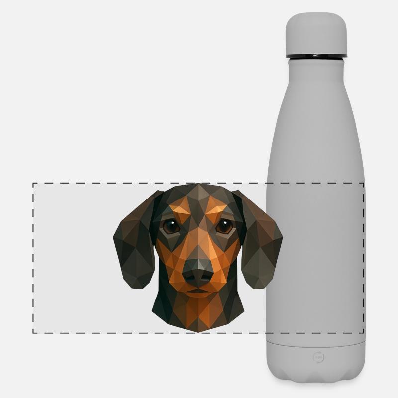 Süßer Dackel – Polygon Hundedesign - Matte Panorama Isolierflasche 500 ml - Grau