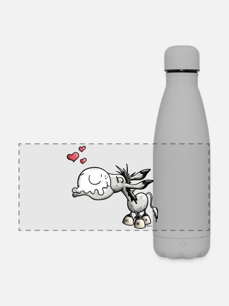 Es ist knutsch Esel Zeit - Matte Panorama Isolierflasche 500 ml - Grau