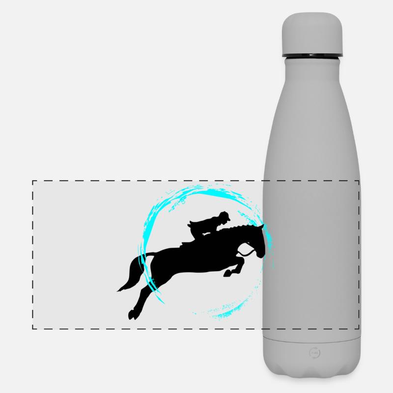 horse riding - Matte Panoramic Thermal Bottle 500 ml - grey