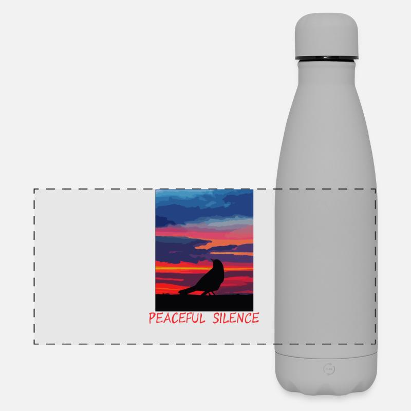 Bird in the evening sky peace - Matte Panoramic Thermal Bottle 500 ml - grey