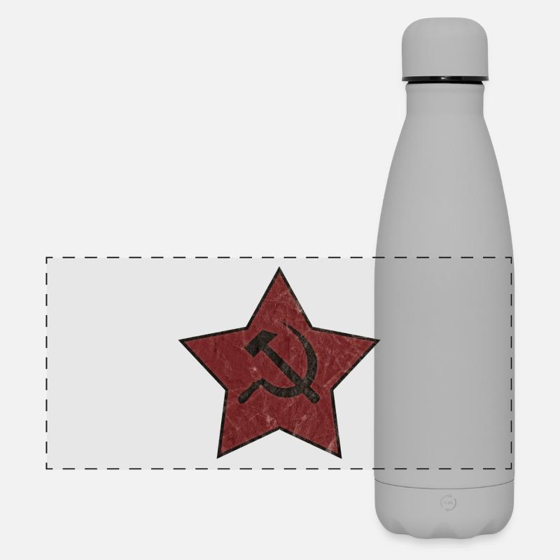 Red Star with Hammer and Sickle - Matte Panoramic Thermal Bottle 500 ml - grey