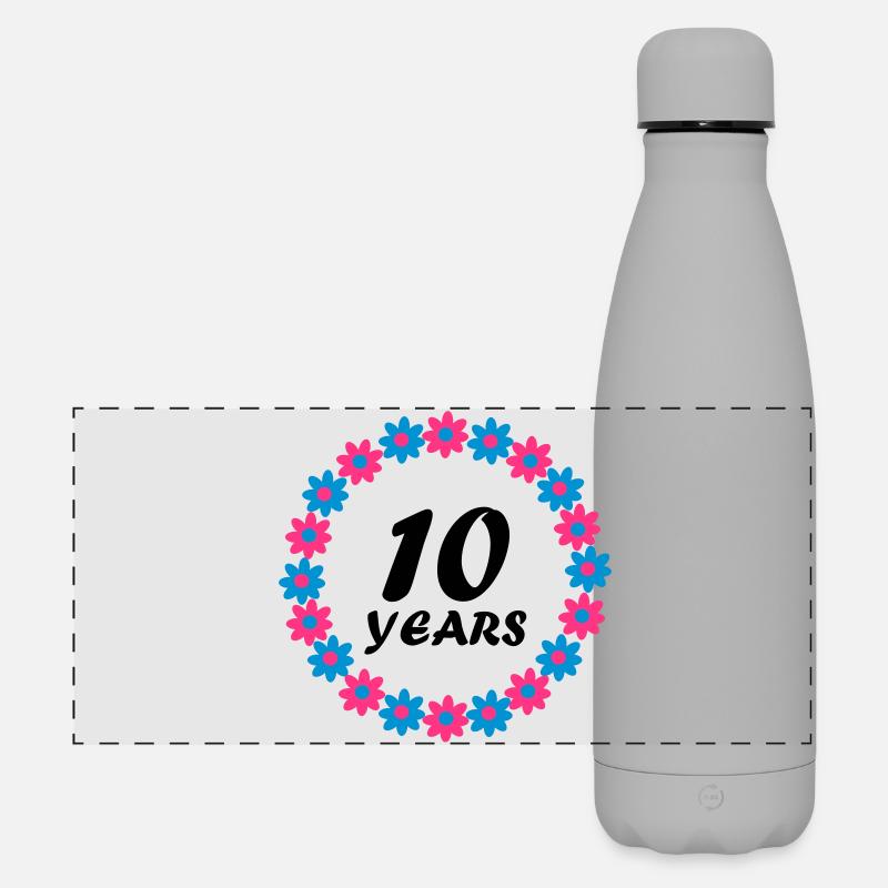 Zehnten Geburtstag - Matte Panorama Isolierflasche 500 ml - Grau