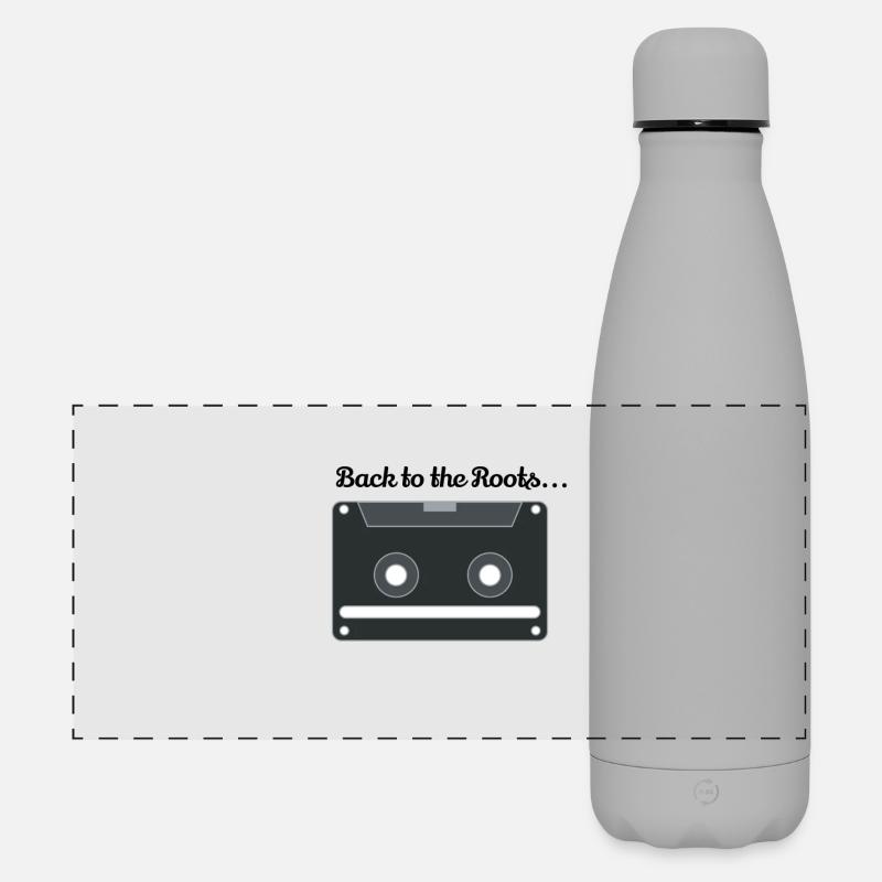 Cassette Face Retro - Matte Panoramic Thermal Bottle 500 ml - grey
