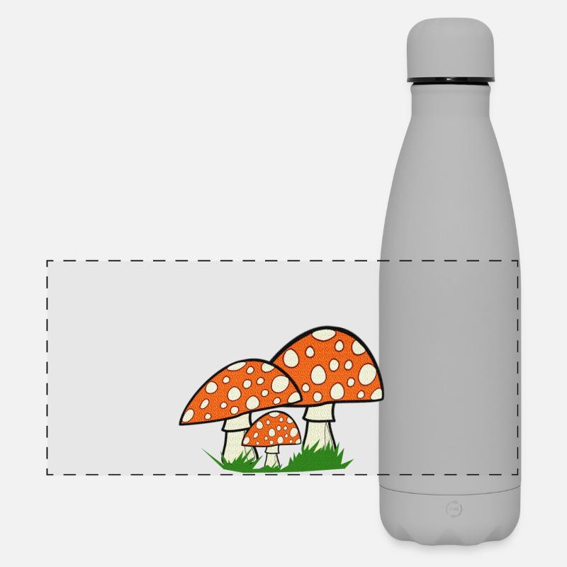 Graphiques de la nature, champignons crapauds, grands motifs forestiers - Gourde isotherme panoramique mate 500 ml - gris